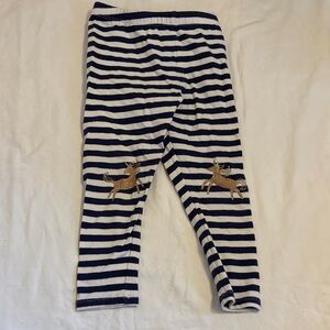 Cat & Jack Navy and White Striped Leggings with Gold Unicorn Knees